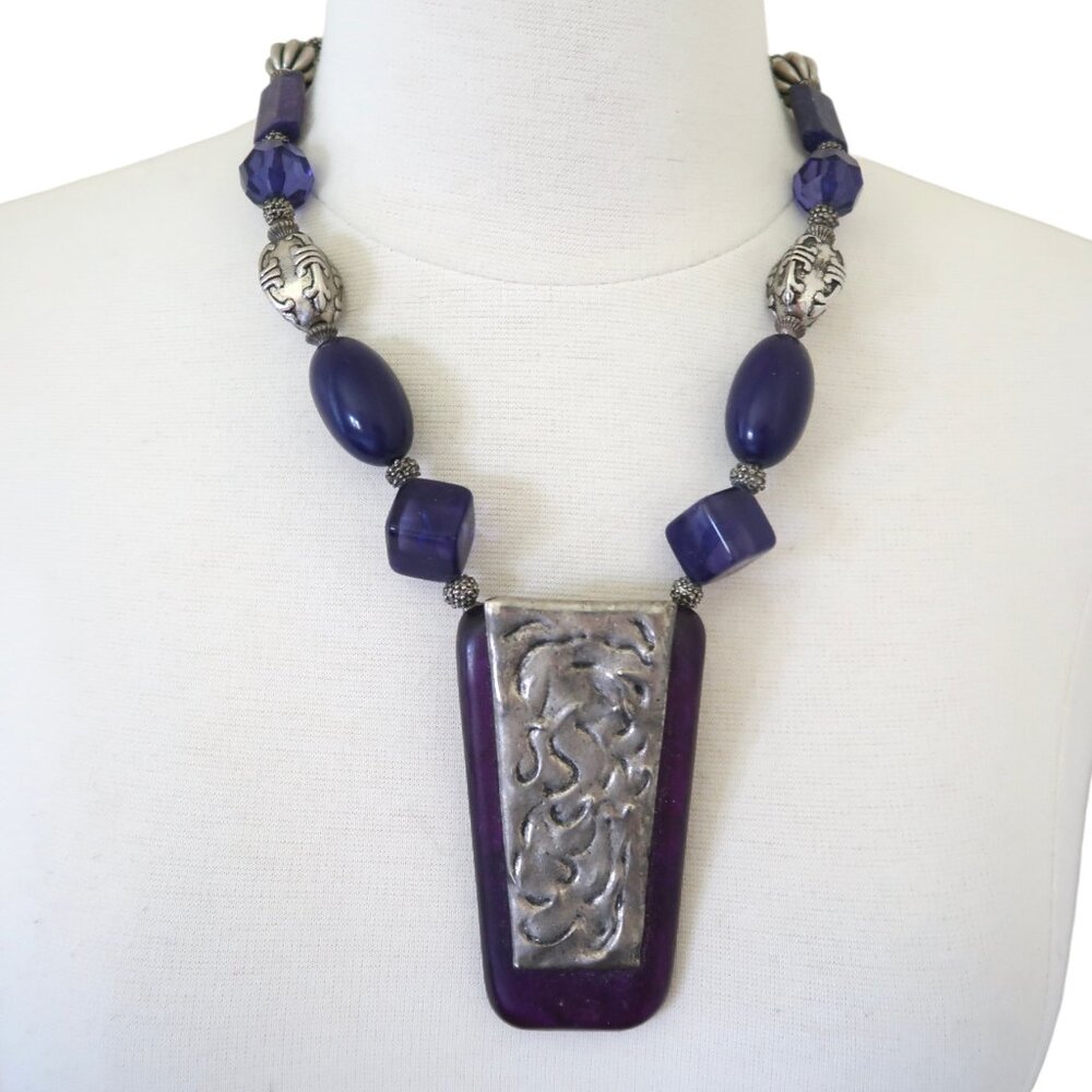 ANTHONY ALEXANDER Purple Beaded Pendant necklace